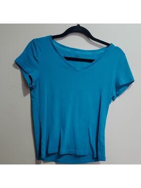 Joe Fresh Blue V-Neck Women's Top Size Large